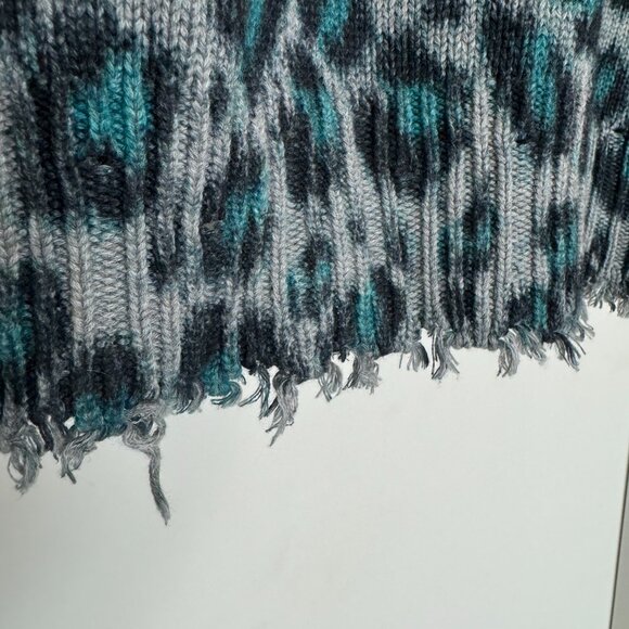 R13 distressed cotton blue leopard cardigan, oversize, Small - Picture 7 of 8